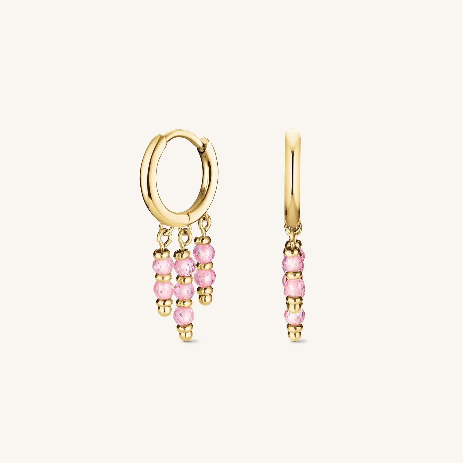 Hängende Perlen Hoops Pink