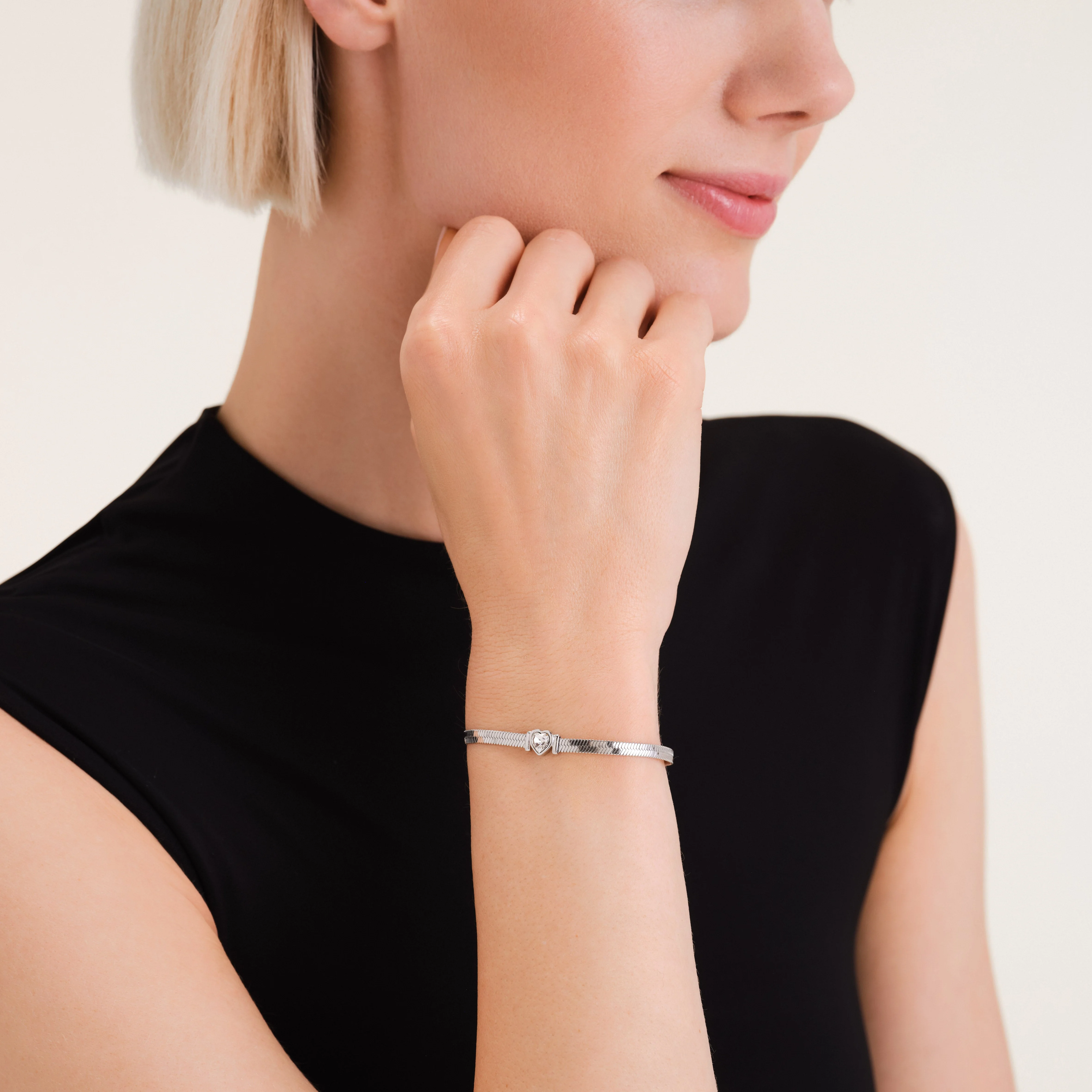 Snake Herz Armband Silber - Image 2