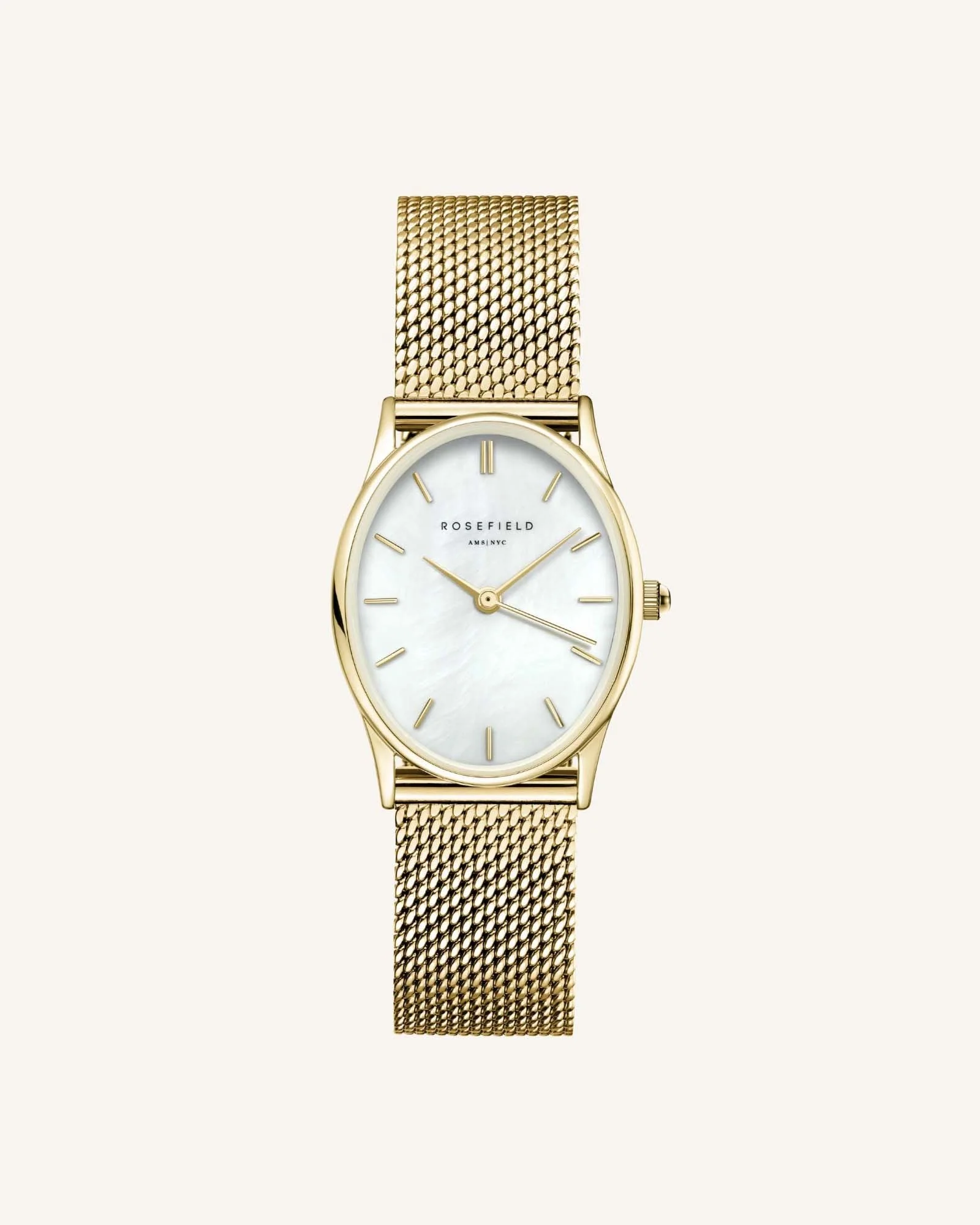 Oval Perlmutt Mesh Gold